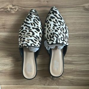 2 for $50 - Cheetah print leather mules